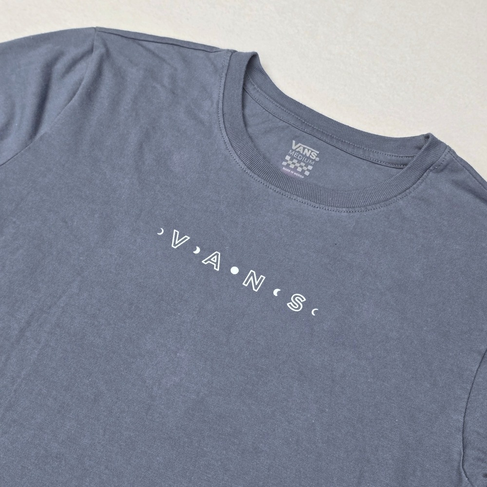 Vans Mens Long Sleeve Graphic T-Shirt Blue Gray Moon Phase Off The Wall Medium - Picture 2 of 10